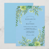 Luchtige Mintgroene Bruiloft met Eucalyptus Kaart (Voorkant / Achterkant)