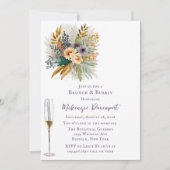 Luchtige Paarse en gouden pioen brunch en bubbel Kaart (Voorkant)