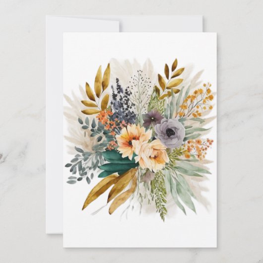 Luchtige Paarse en gouden pioen brunch en bubbel Kaart (Achterkant)