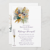 Luchtige Paarse en gouden pioen brunch en bubbel Kaart (Voorkant / Achterkant)