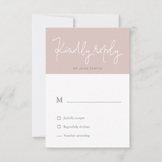 Luchtige Pastel Moderne Blush RSVP Kaart (Voorkant)