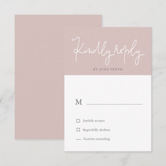 Luchtige Pastel Moderne Blush RSVP Kaart (Voorkant / Achterkant)