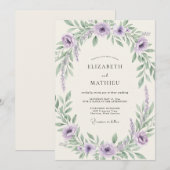Luchtige Romantische Lavendel Bruiloft Kaart (Voorkant / Achterkant)