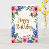 Luchtige Verjaardagskaart met Script Kaart (Gele Bloem)