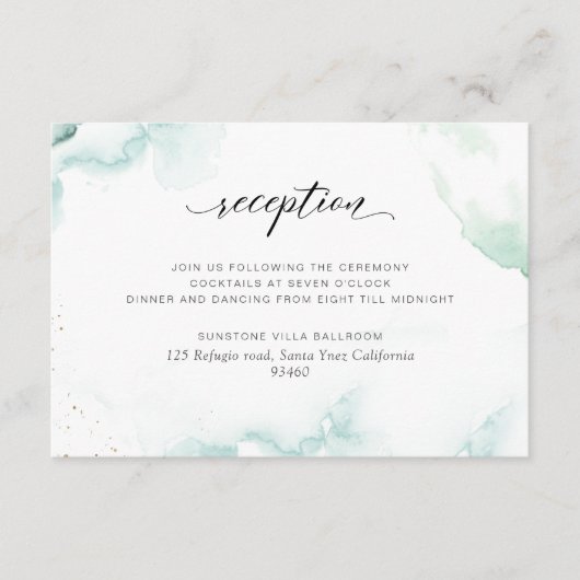 Luchtige Waterverf Bruiloft Receptie Behuizing Kaa Informatiekaartje (Voorkant)