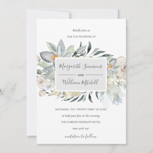 Luchtige weide zacht floraal lijst Waterverf Save The Date (Voorkant)