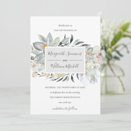 Luchtige weide zacht floraal lijst Waterverf Save The Date (Staand voorkant)