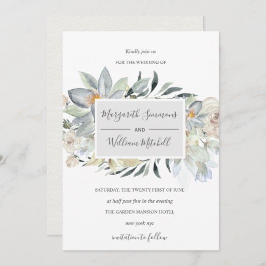 Luchtige weide zacht floraal lijst Waterverf Save The Date (Voorkant / Achterkant)