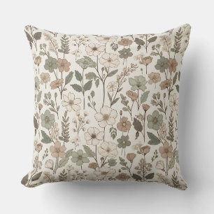 Luchtige Wilde Bloemen in Crème & Salie Kussen