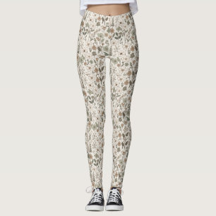 Luchtige Wilde Bloemen in Crème & Salie Leggings