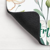 Luchtige Witte Bloemen Groene Patroon Bloei Bloems Muismat (Hoek)