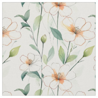 Luchtige Witte Bloemen Groene Patroon Bloei Bloems Stof