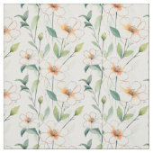 Luchtige Witte Bloemen Groene Patroon Bloesem Bloe Stof (Swatch)