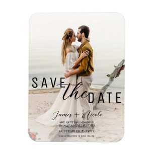 Luchtige Witte Overlay Foto Save the Date Huwelijk Magneet