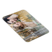 Luchtige Witte Overlay Foto Save the Date Huwelijk Magneet (Rechterzijde)