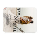 Luchtige witte overlay foto Save the Date Wedding Magneet (Horizontaal)
