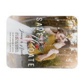 Luchtige witte overlay foto Save the Date Wedding Magneet (Horizontaal)