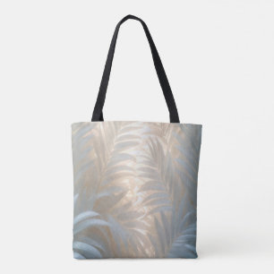 Luchtige witte palmenbladeren compositie in zachte tote bag
