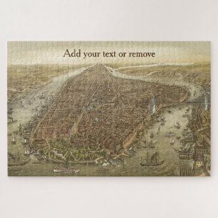  luchtkaart Manhattan New York City, 1870, Legpuzzel