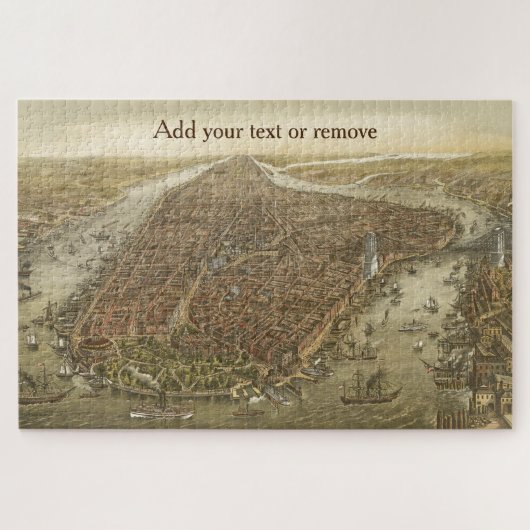  luchtkaart Manhattan New York City, 1870, Legpuzzel (Horizontaal)