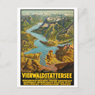 Luchtkaart van Centraal Zwitserland Briefkaart