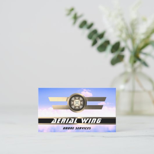 Luchtkracht rond goud, metaal en lucht visitekaartje (Staand voorkant)