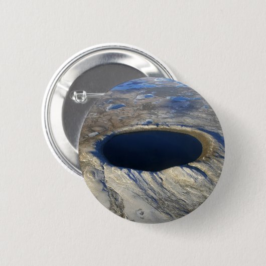 Luchtkrater Pingualuit, Quebec, Canada. Ronde Button 5,7 Cm (Voorkant /achterkant)