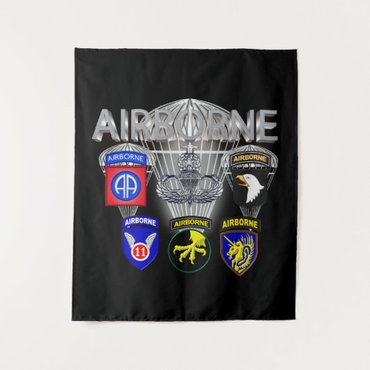 Luchtlandingdivisies van het leger vroeger en nu wandkleed (Voorkant)