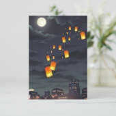 Luchtlantaarn/gele lamp/nachtlicht RSVP kaartje (Staand voorkant)