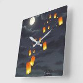 Luchtlantaarn/gele lamp/nachtlicht vierkante klok (Hoek)