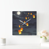 Luchtlantaarn/gele lamp/nachtlicht vierkante klok (Huis)