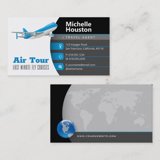 Luchtleiding | Visitekaartje reisagent (Voorkant / Achterkant)