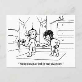 Luchtlek in ruimtepak, humoristisch,  briefkaart