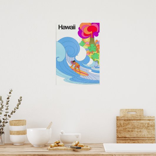  luchtlijn Hawaii Reis Poster (Keuken)