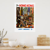 luchtlijn Hong Kong China Travel Poster (Keuken)