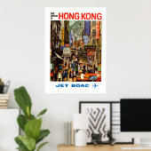 luchtlijn Hong Kong China Travel Poster (Thuiskantoor)