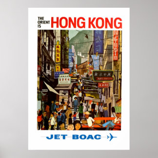  luchtlijn Hong Kong China Travel Poster