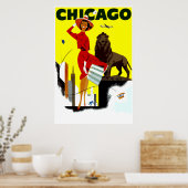 luchtlijn Windy City Chicago Reis Poster (Keuken)