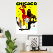  luchtlijn Windy City Chicago Reis Poster (Thuiskantoor)