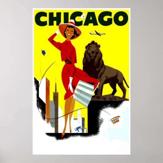  luchtlijn Windy City Chicago Reis Poster (Voorkant)