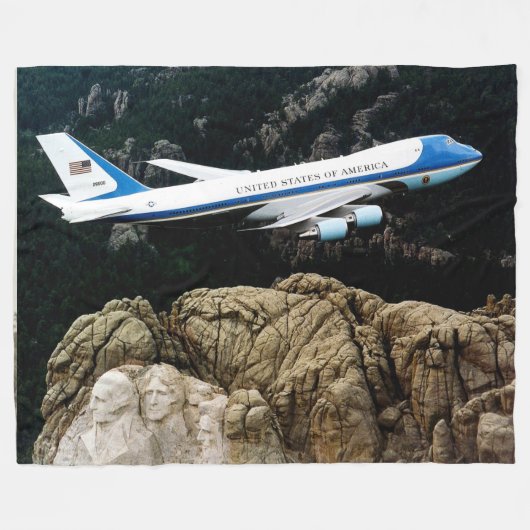 LUCHTMACHT 1 BOVEN MT. RUSHMORE FLEECE DEKEN (Voorkant (Horizontaal))