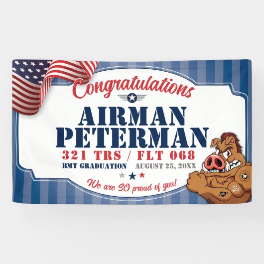 Luchtmacht Afstuderen 321 TRS Warthogs Mascotte 3x Spandoek (Horizontaal)