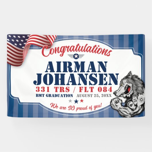 Luchtmacht Afstuderen 331 TRS Wolf Pack Mascotte 3 Spandoek (Horizontaal)