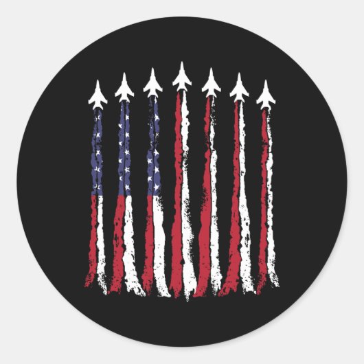 Luchtmacht Amerikaanse vlag 4 juli Patriottisch Ronde Sticker (Voorkant)