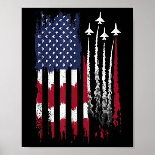 Luchtmacht Amerikaanse Vlag Patriottisch Rood Wit  Poster