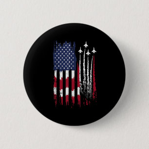 Luchtmacht Amerikaanse Vlag Patriottisch Rood Wit Ronde Button 5,7 Cm