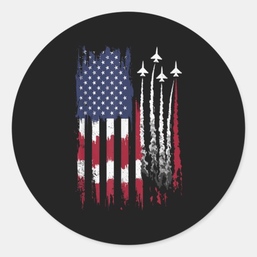 Luchtmacht Amerikaanse Vlag Patriottisch Rood Wit  Ronde Sticker (Voorkant)
