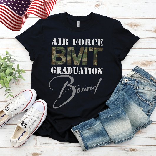 Luchtmacht BMT Afstuderen gebonden Militaire Front T-shirt