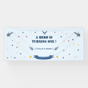 Luchtmacht Eerste Verjaardagsbanner Held Wordt Eén Spandoek