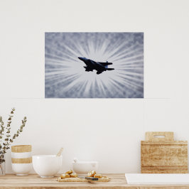 Luchtmacht F 15 gevechtsvliegtuig in Sky Burst Art Poster